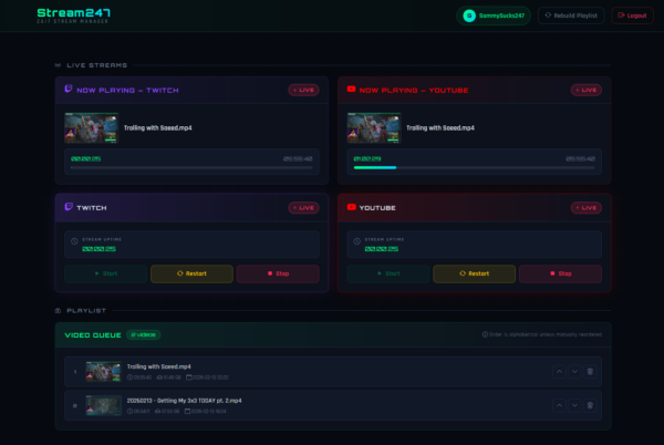Stream 24/7 Automated Stream Manager